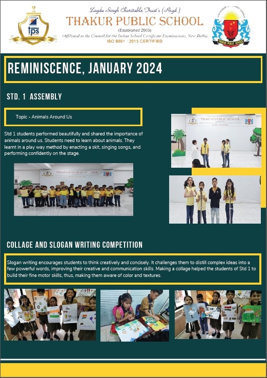 REMINISCENCE JANUARY 2024 PRIMARY AND SECONDARY. cover